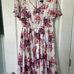 Torrid Ivory Floral Chiffon Skater Dress- Size 0